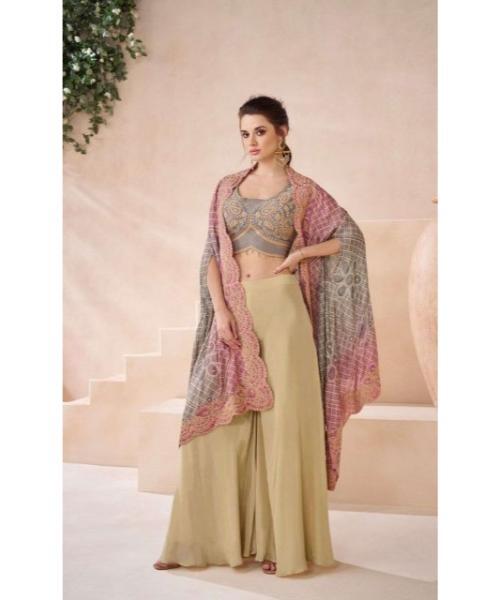 Embroidered Short Top Lehenga Set