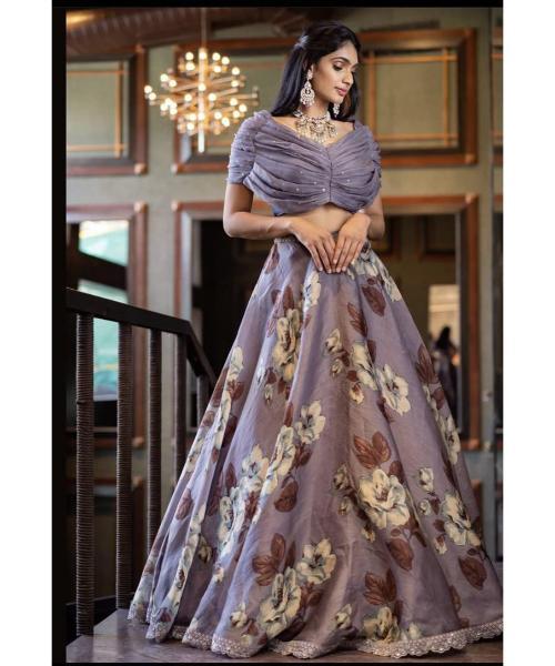 Embroidered Short Top Lehenga Set