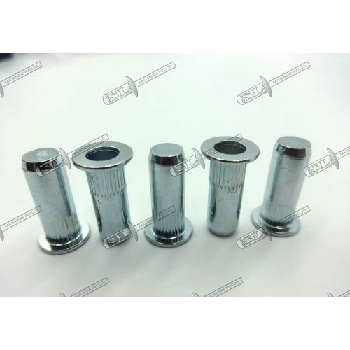 Close Type Blind Rivet Nut - Flat Head, Round Body with Groove (Steel)