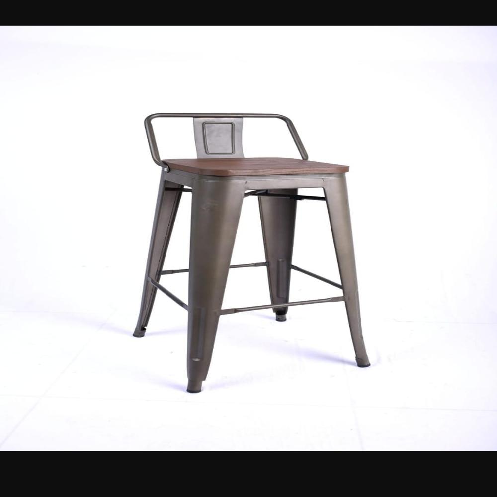 OM WOODS DBS 667 METAL STOOL 30'' HEIGHT WITH WOOD SEAT STOOL 