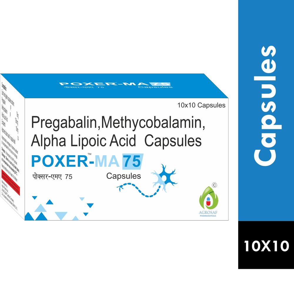 POXER-MA 75 CAPSULES - Each Hard Gelatin Capsules Contains : Pregablin Ip 75 Mg , Methylcobalamin Ip 750 Mcg , Alpha Lipoic Acid Ip 100 Mg , Excipients Q.s.