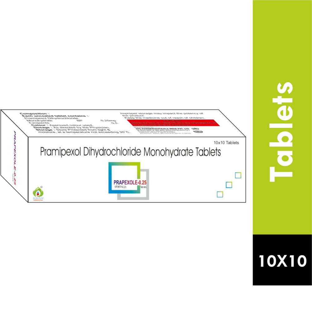 PRAPEXOLE 0.25 TABLET - Each Film Coated Tablet Contains: Pramipexol Dihydrochloride Usp Eq. To Pramipexol 0.25 Mg, Excipients q.s