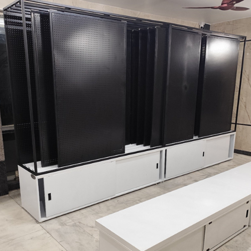 Decorations Items Hanging Display Sliding Unit - Mild Steel, 8 Feet Height, Blue And Gray Color Options | Rust Proof, Powder Coated Finish, 1-year Warranty