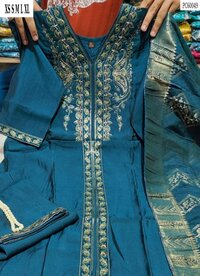 Women Floral Print Fit & Flare Maxi Cotton Ethnic Dress - Neck Style: V-neck