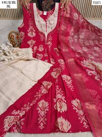 Women Floral Print Fit & Flare Maxi Cotton Ethnic Dress