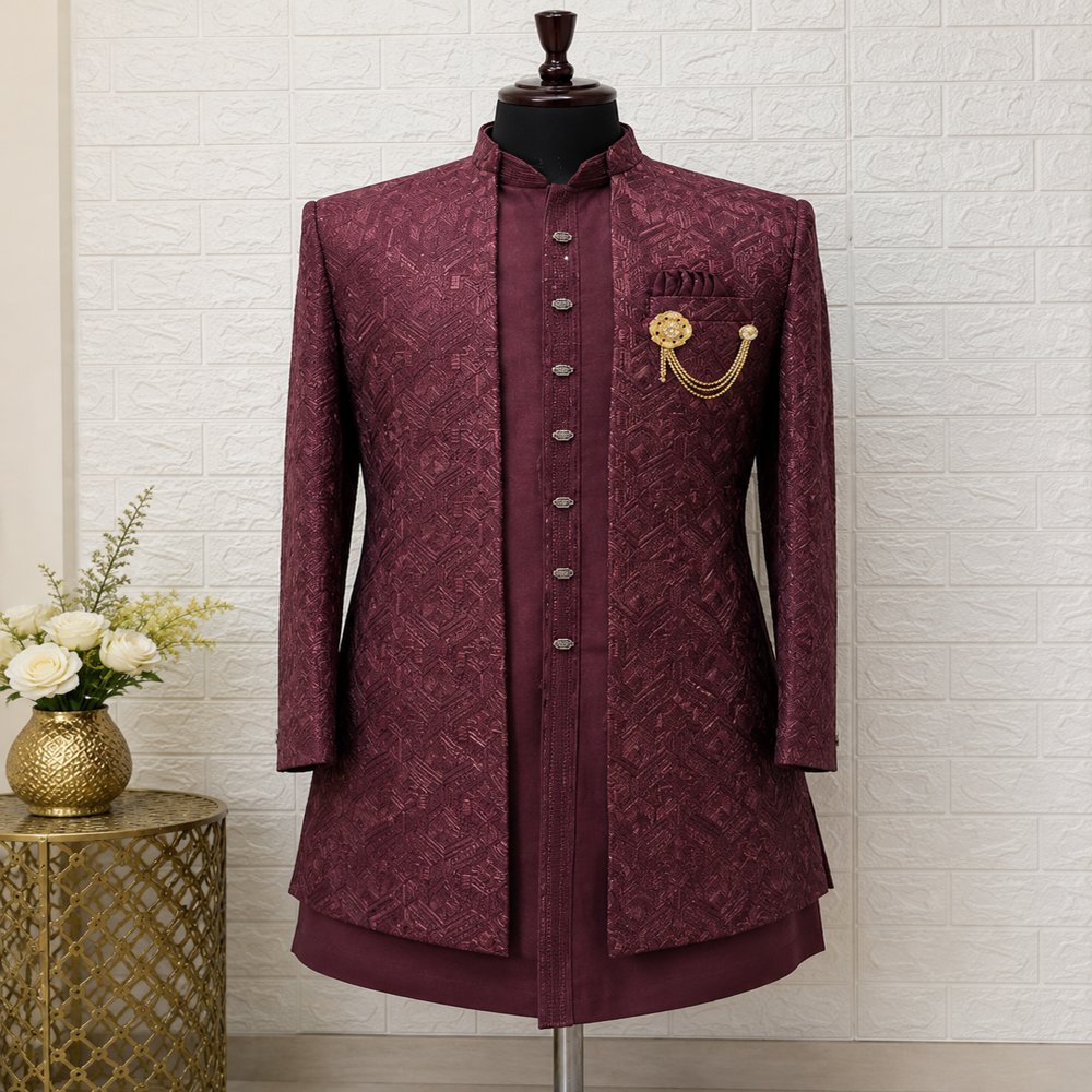 Mens Designer Indo Western - Color: Blue