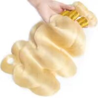 613 Blonde Color  Bone Straight Hair Remy Human Hair Weave Bundles