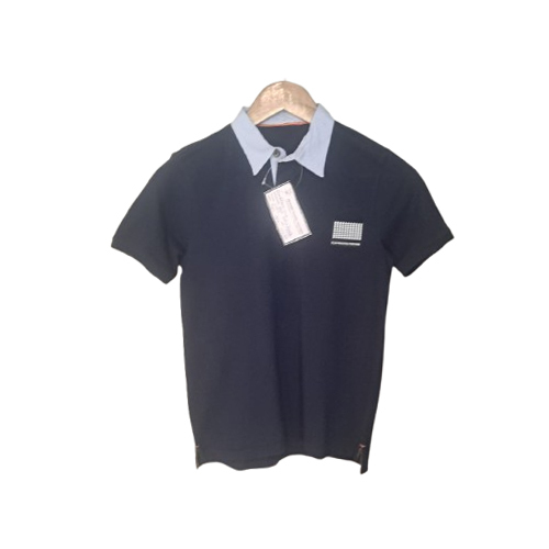 Polo Neck Navy Blue Tshirt - Feature: High Quality