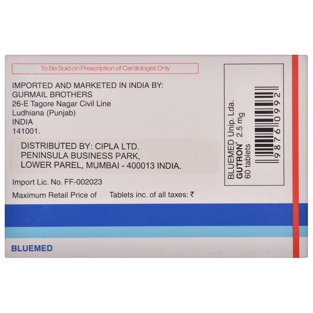 Gutron Midodrine Tablet 2.5mg - Grade: Pharmaceutical Grade