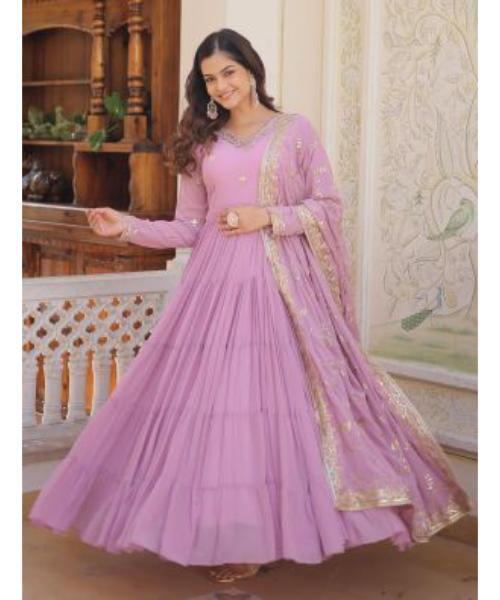 Georgette Sequined Anarkali Gown with Dupatta