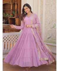 Georgette Sequined Anarkali Gown with Dupatta