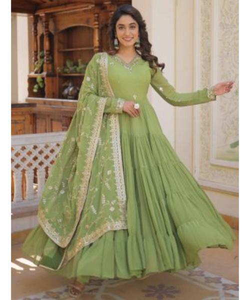 Georgette Sequined Anarkali Gown with Dupatta