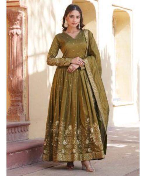 Georgette Sequined Anarkali Gown with Dupatta