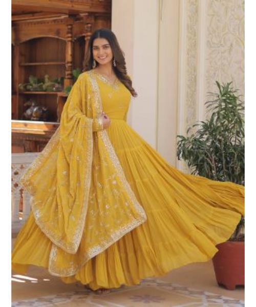 Georgette Sequined Anarkali Gown with Dupatta