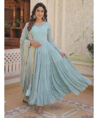 Georgette Sequined Anarkali Gown with Dupatta