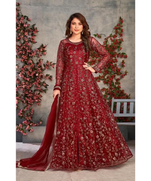 Designer Heavy Embroidered Pure Georgette Wedding Anarkali Gown