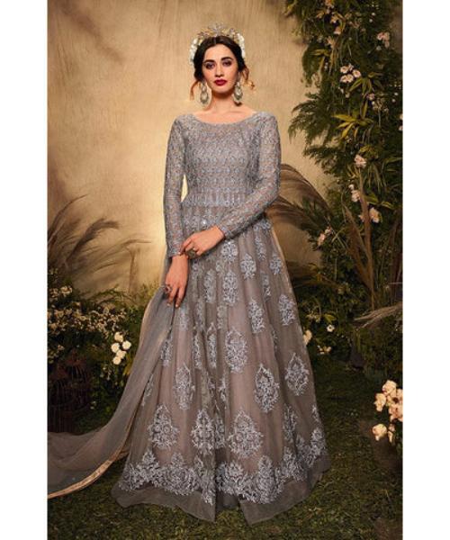 Designer Heavy Embroidered Pure Georgette Wedding Anarkali Gown