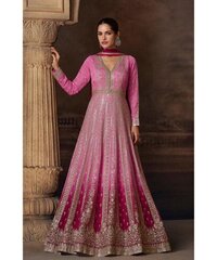 Designer Heavy Embroidered Pure Georgette Wedding Anarkali Gown