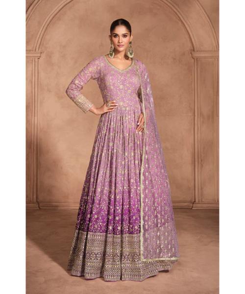 Designer Heavy Embroidered Pure Georgette Wedding Anarkali Gown