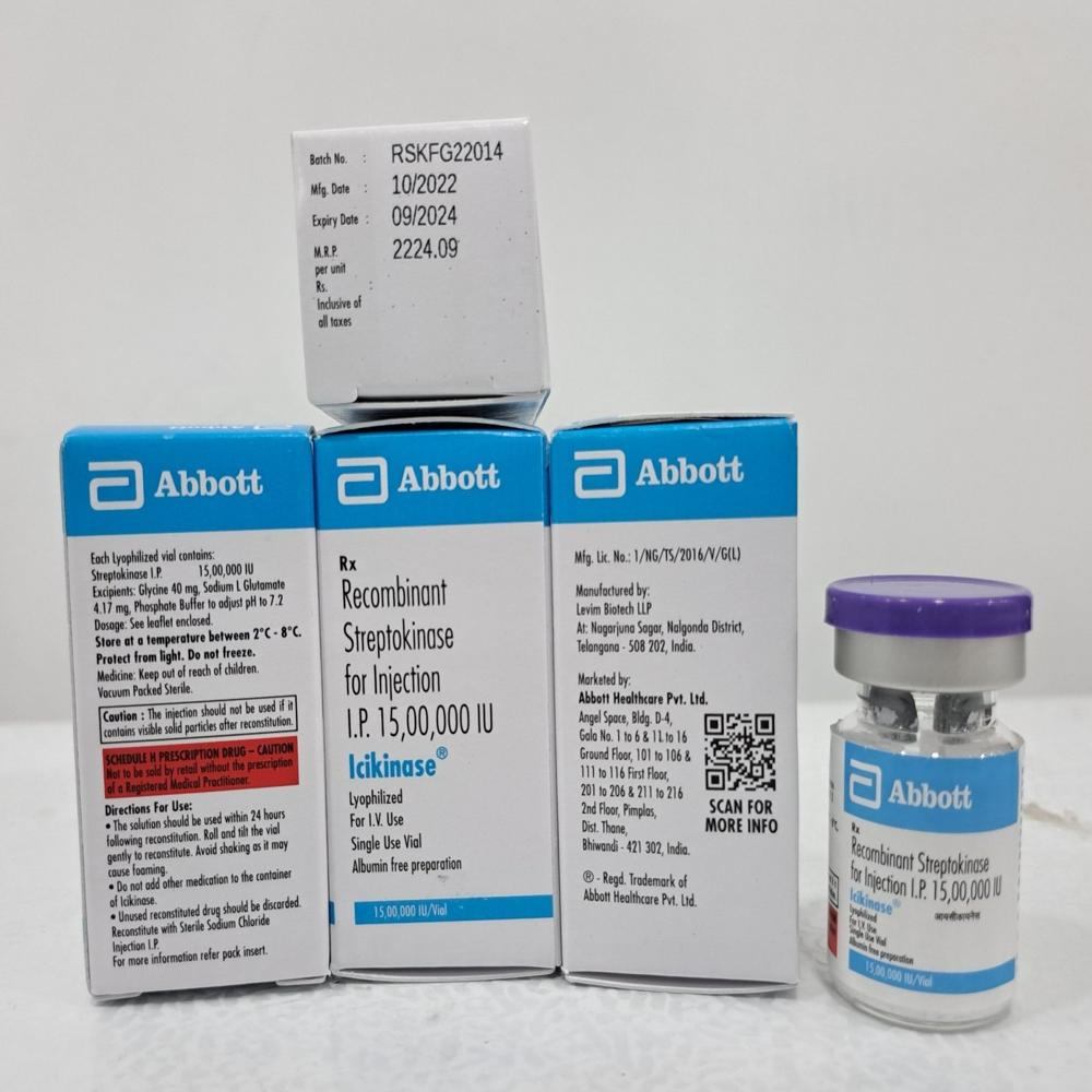 Icikinase Streptokinase  Injection 1.5miu - Shelf Life: 12 Months