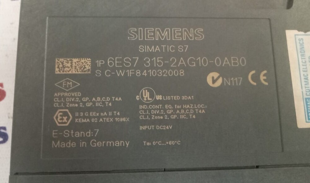 SIEMENS 6ES7 315-2AG10-0AB0 PLC