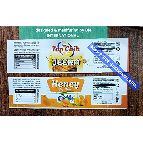 Bopp 2 Side Gumming Label For Soft Drink - Color: Multicolour