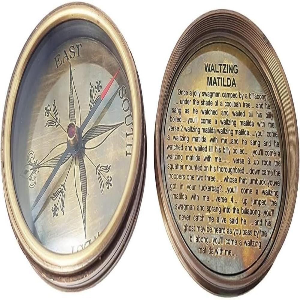 Nautical Brass Compass Jacko Boot Polish Darktan Stain Compass - Color: Brown Antique