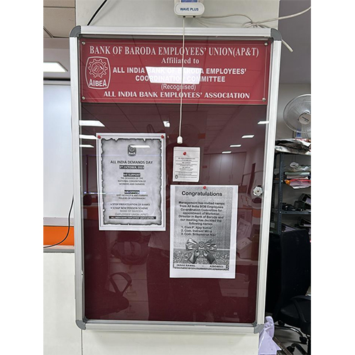 Notice Board With Transperent Door And Lock - Color: Different Available