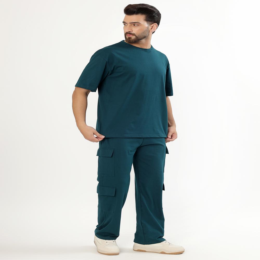 Men Code Set Tshirt With Cargo Pajyama - Color: Blue