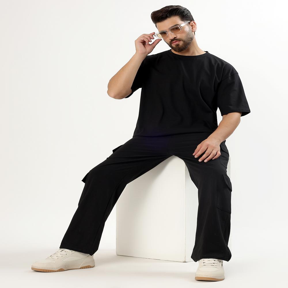 Men Code Set Tshirt With Cargo Pajyama - Color: Blue