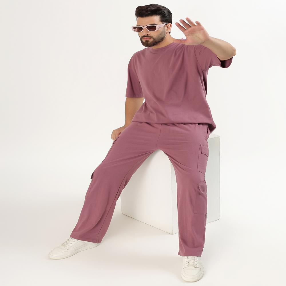 Men Code Set Tshirt With Cargo Pajyama - Color: Blue