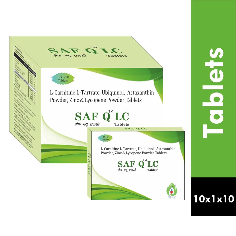 SAF Q LC TABLET - L-carnitine L-tartrate 1000mg,ubiquinol 50mg,astaxanthin Powder 10%(8mg),zinc 10mg,lycopene Powder 5%(2.5mg)