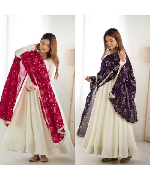 Designer Kurta with Embroided Dupatta for Women