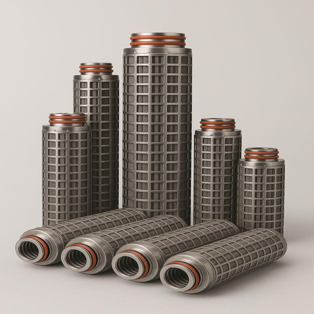 SS Plated Cartridge - Stainless Steel 2.5 Inch Diameter x 10 Inch Length | Pleated Depth Filter, Corrosion-Resistant, Reusable, Multi-Size Available