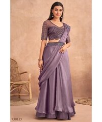 Fancy Partywear Embroidery Work Ready To Wear Saree With Unstitched Blouse