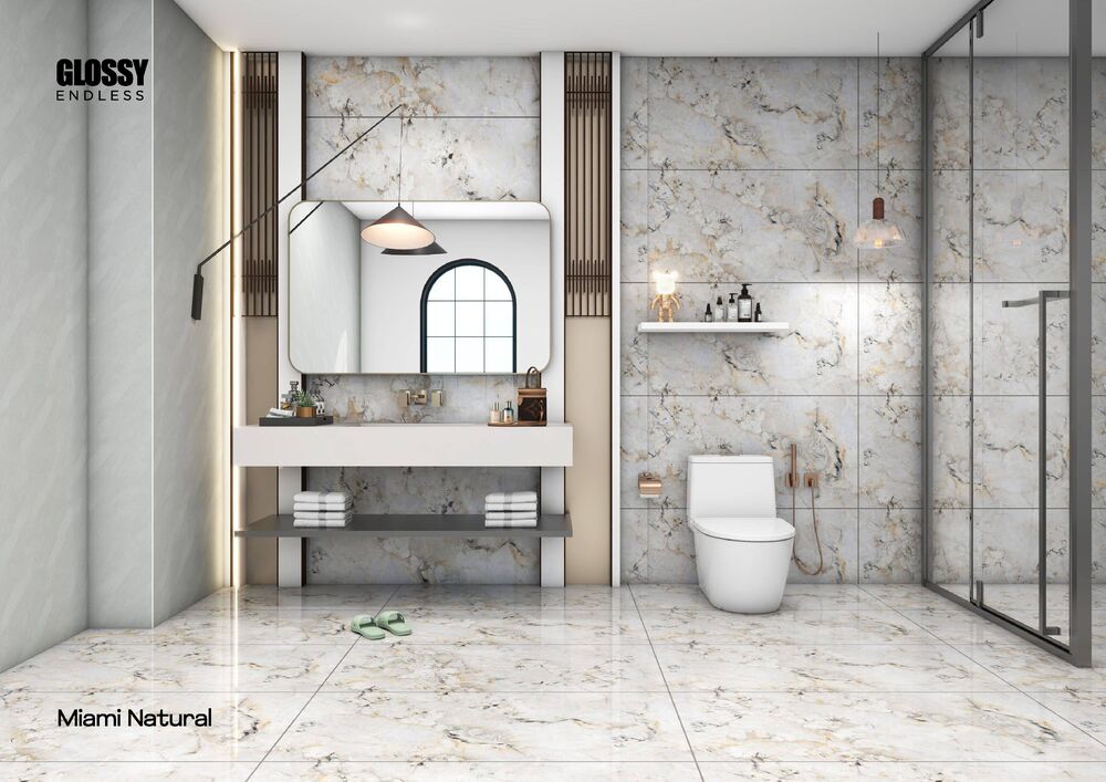 glossy finish floor tiles