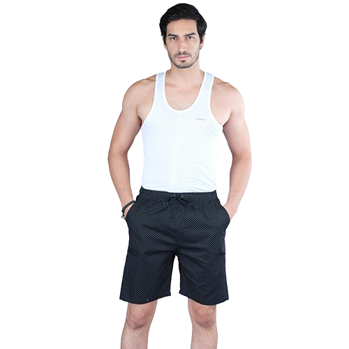 Cotton Printed Shorts - Color: Black