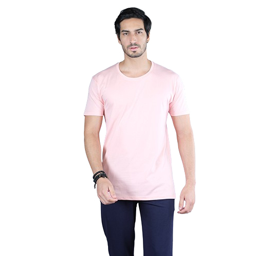 Round Neck Half Sleeve T-Shirt - Color: Pink