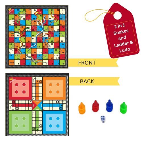 2 In 1 Ludo & Snakes And Ladders Board Game Big Size - Age Group: 3-4 Yrs