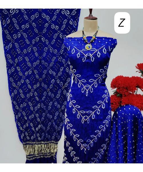 Modal Ghazi Silk Kutchi Bandhani Dress Material (Unstitched)