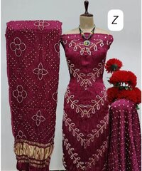 Modal Ghazi Silk Kutchi Bandhani Dress Material (Unstitched)