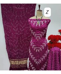 Modal Ghazi Silk Kutchi Bandhani Dress Material (Unstitched)
