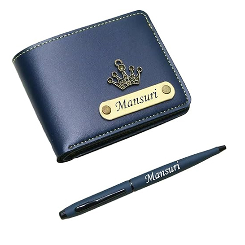 Leather Wallet With Pen Combo - Color: Blue