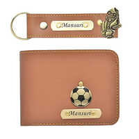 Leather Wallet Keychain Combo