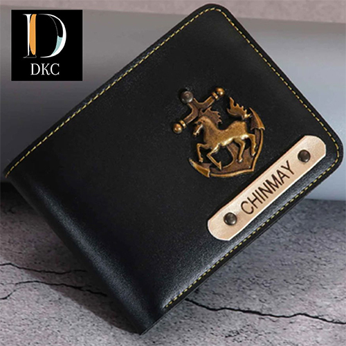 Mens Customised Leather Wallet - Color: Black