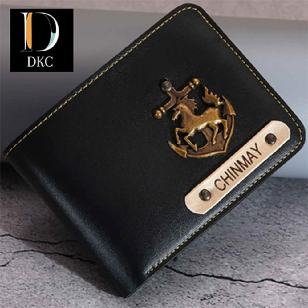 Mens Customised Leather Wallet - Color: Black