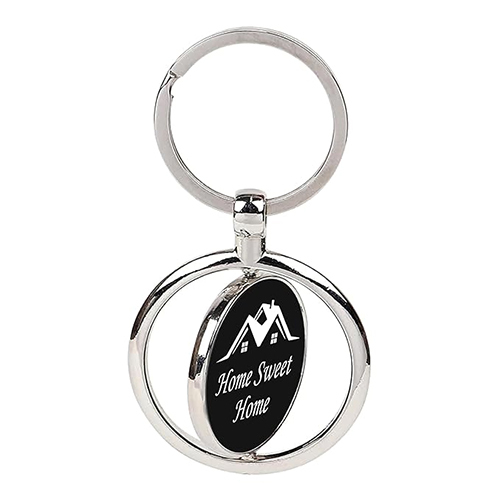 Rotating Round Keychain - Color: Black