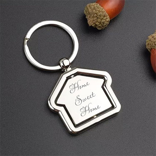 Rotating Home Keychain - Color: Silver