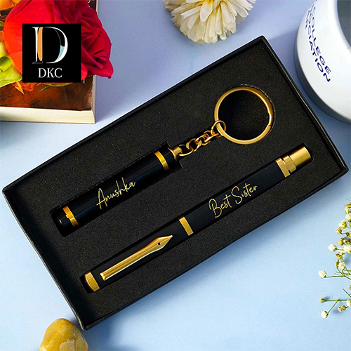 Sr 28 Premimum Triangle Pen Keychain Combo - Color: Black