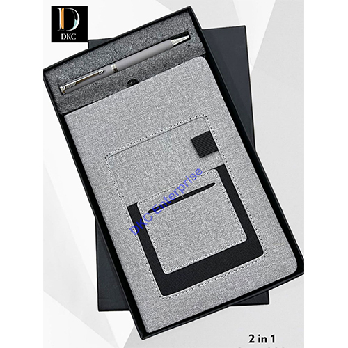 Sr 209 2 In 1 Grey Diary Pen - Material: Leather